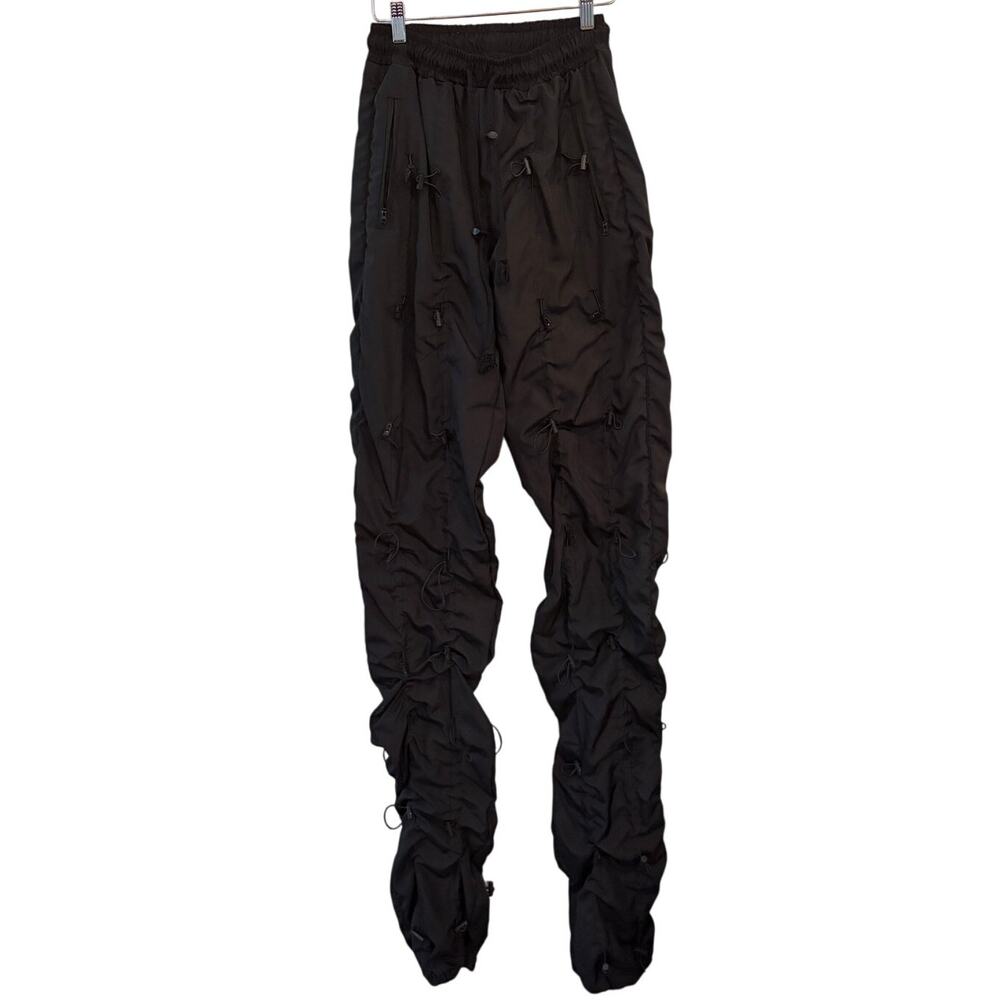 mnml Men's Bungee Cord Black Casual Polyester Pants Size S Performance Zip Pocke